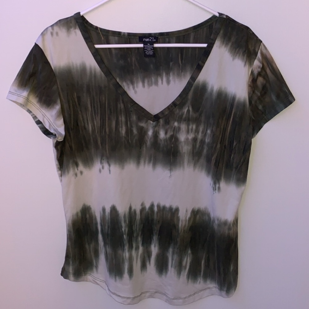 green and white tie-dye shirt